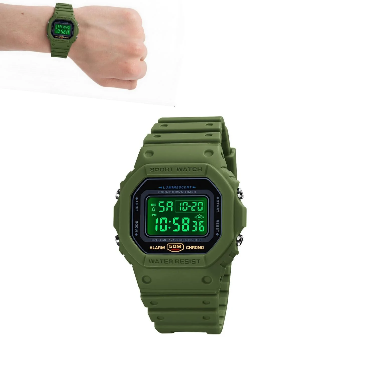 Чоловічий цифровий годинник Nicoone з підсвічуванням, водонепроникний, протиударний, фото №7 Чоловічий цифровий годинник Nicoone з підсвічуванням, водонепроникний, протиударний, фото №7