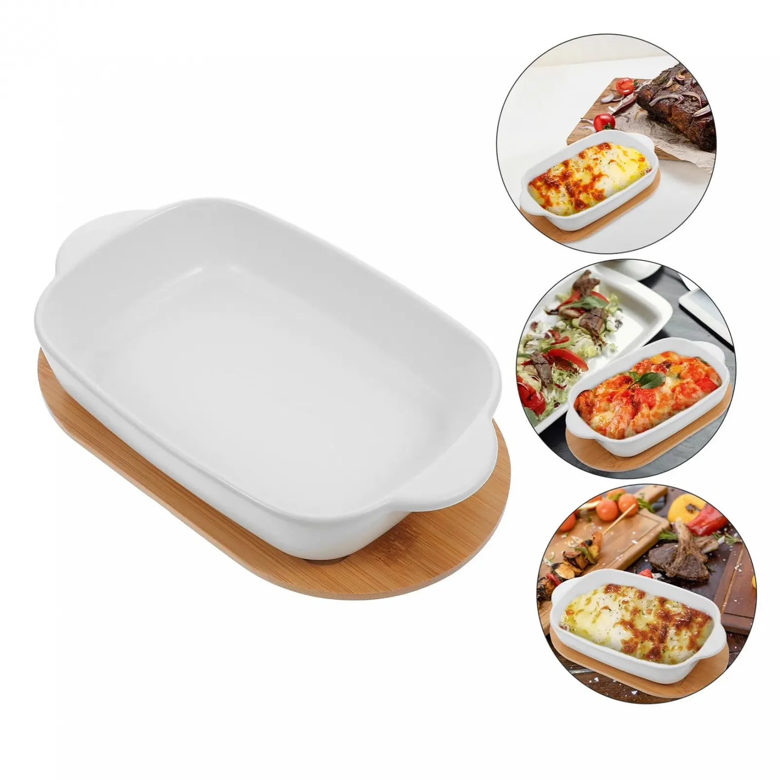 Форма для запікання Sosoport керамічна прямокутна з подвійною ручкою термостійка штабельована, фото №9