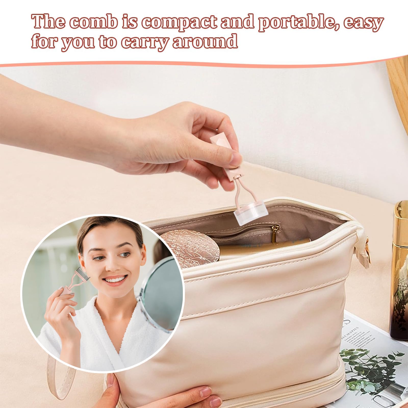 Гребінець Auiremrti Eyelash Comb Separator Bow Eyelash Definer Comb Makeup Mascara Comb Applicator з чохлом рожевий, фото №5