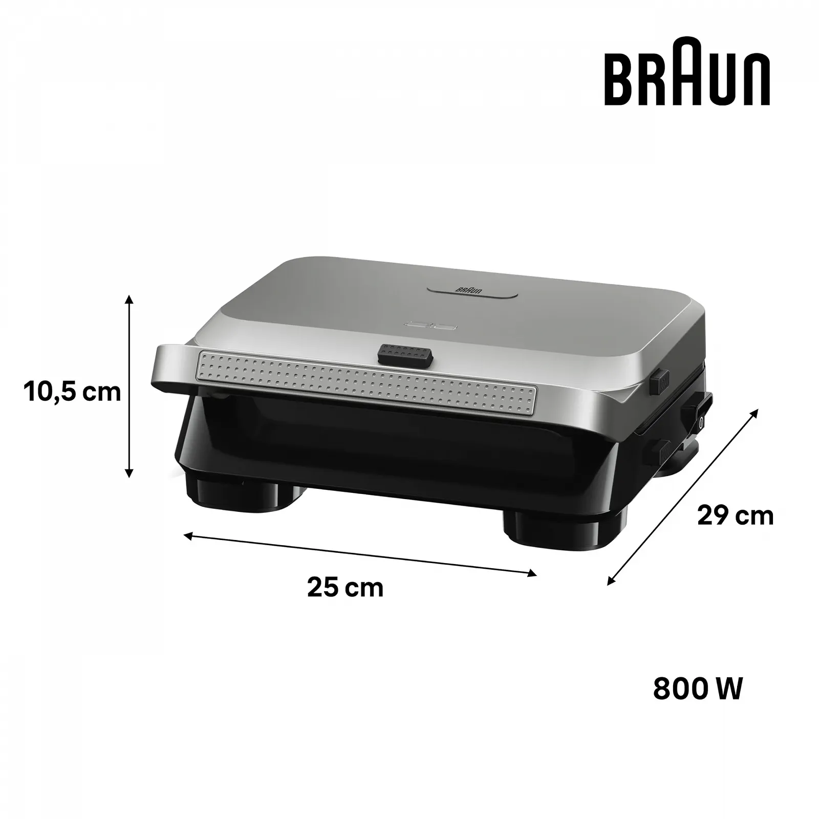 Сэндвичница Braun SnackMaker 5 SM5005 с пластинами для сэндвичей и вафель, 800 Вт, серебристая, фото №3