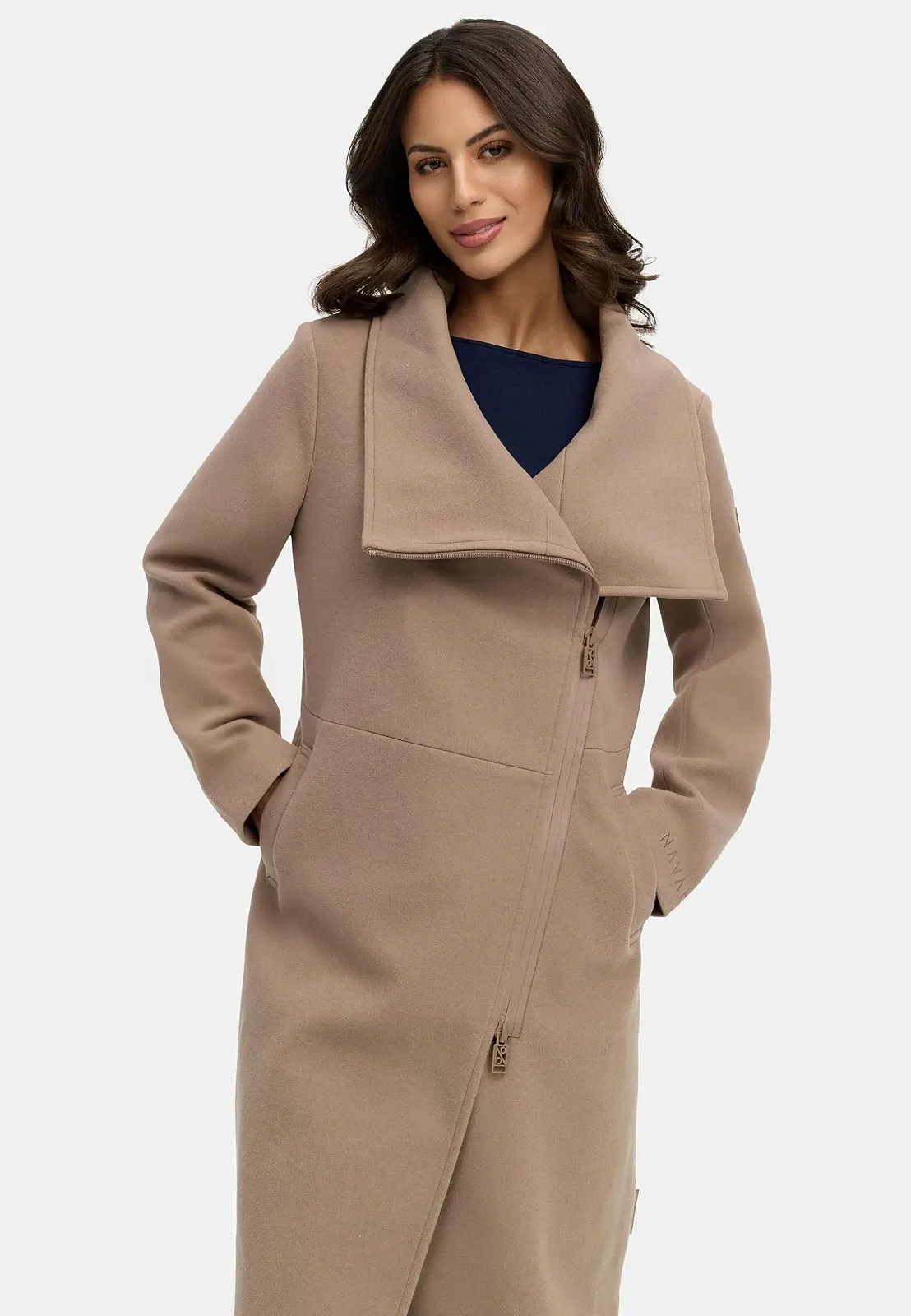 Жіноча перехідна куртка Navahoo у вовняному вигляді з асиметричним коміром і водонепроникною блискавкою, фото №7