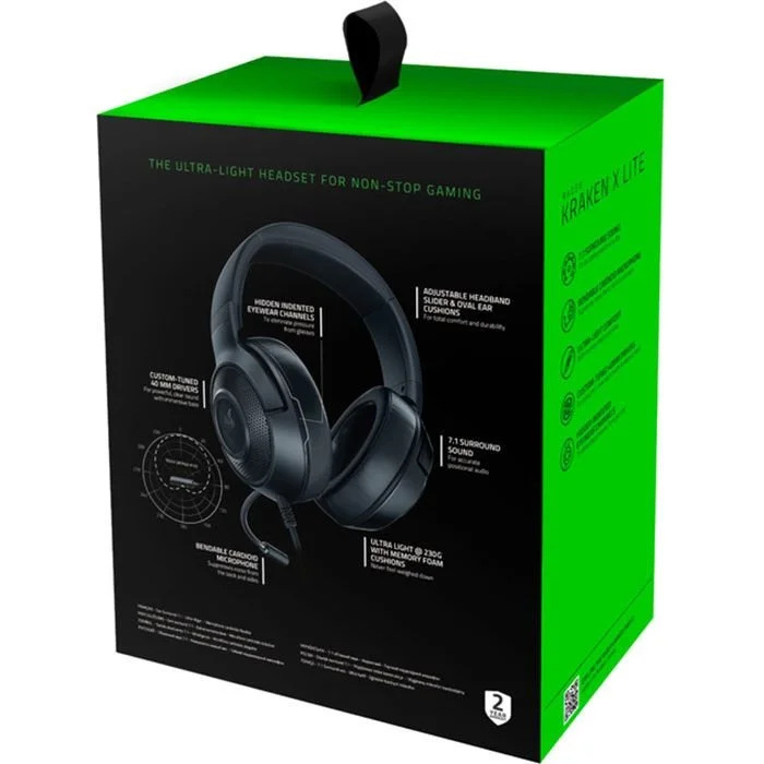 Провідні навушники Razer Kraken X Lite чорні, фото №5 Провідні навушники Razer Kraken X Lite чорні, фото №5