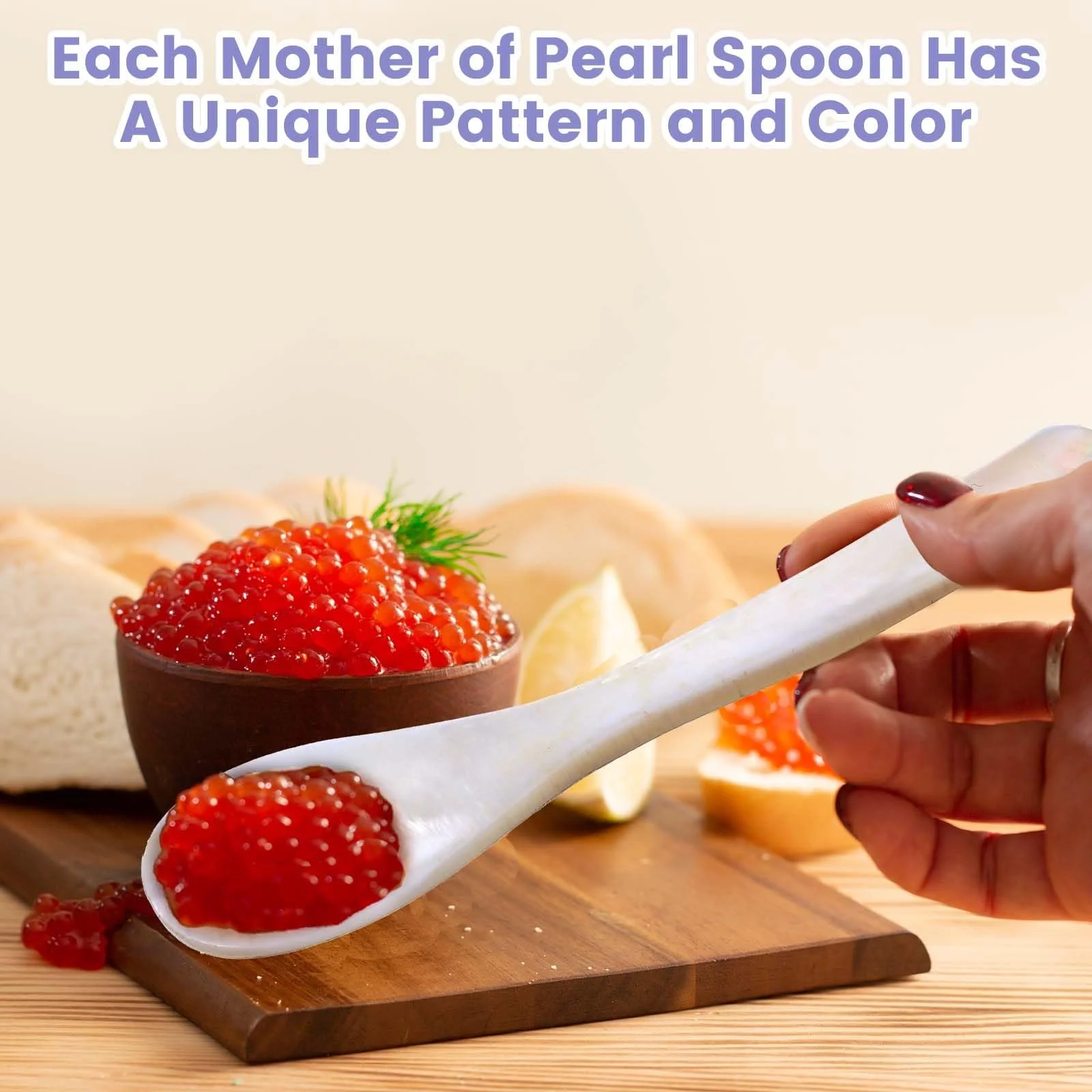 Ложка для ікри з перламутру з круглою ручкою, набір 6 штук, фото №7 Ложка для ікри з перламутру з круглою ручкою, набір 6 штук, фото №7