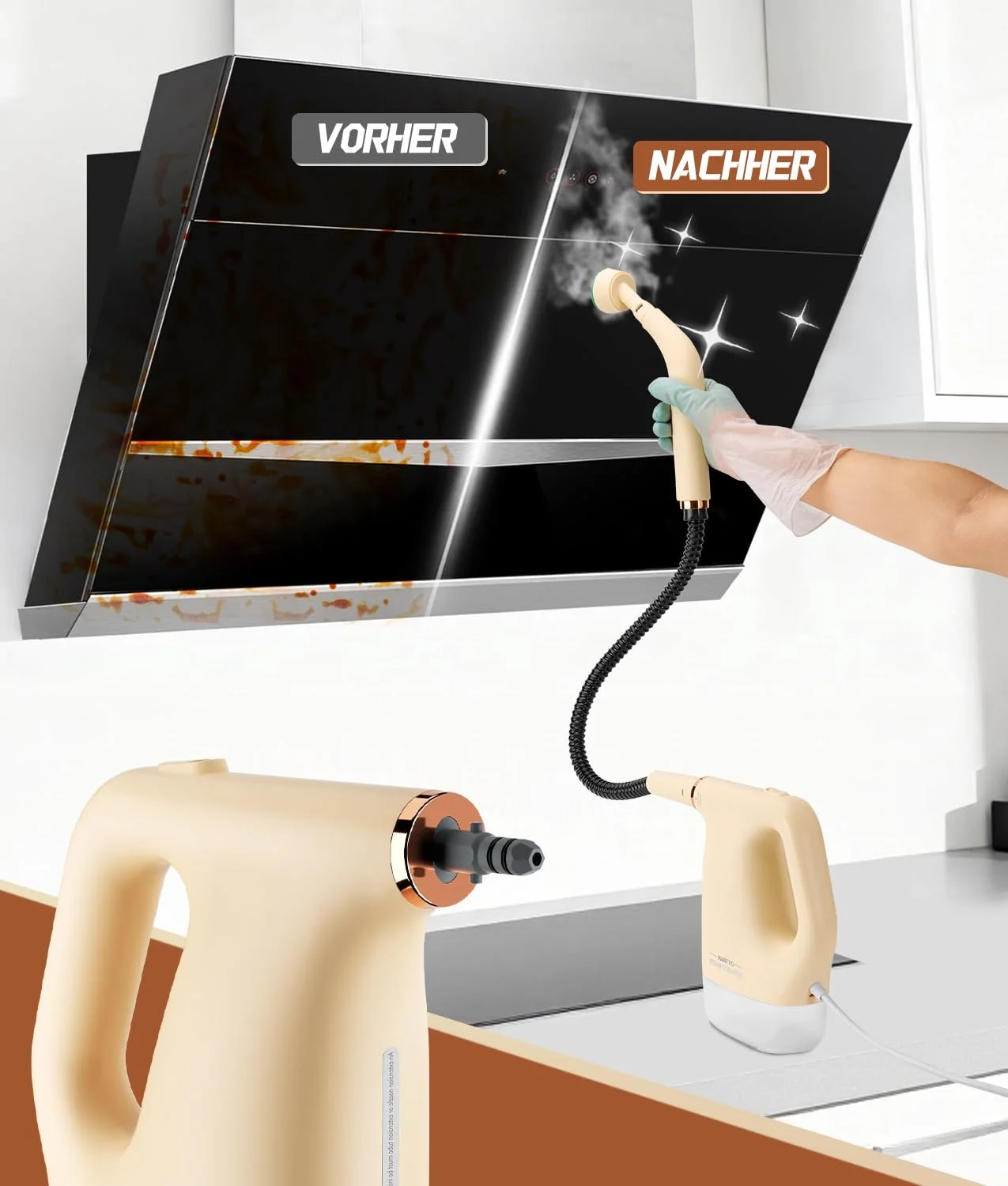 Пароочисник ручний PAHTTO 1200W 16 аксесуарів 450 мл, фото №2 Пароочисник ручний PAHTTO 1200W 16 аксесуарів 450 мл, фото №2