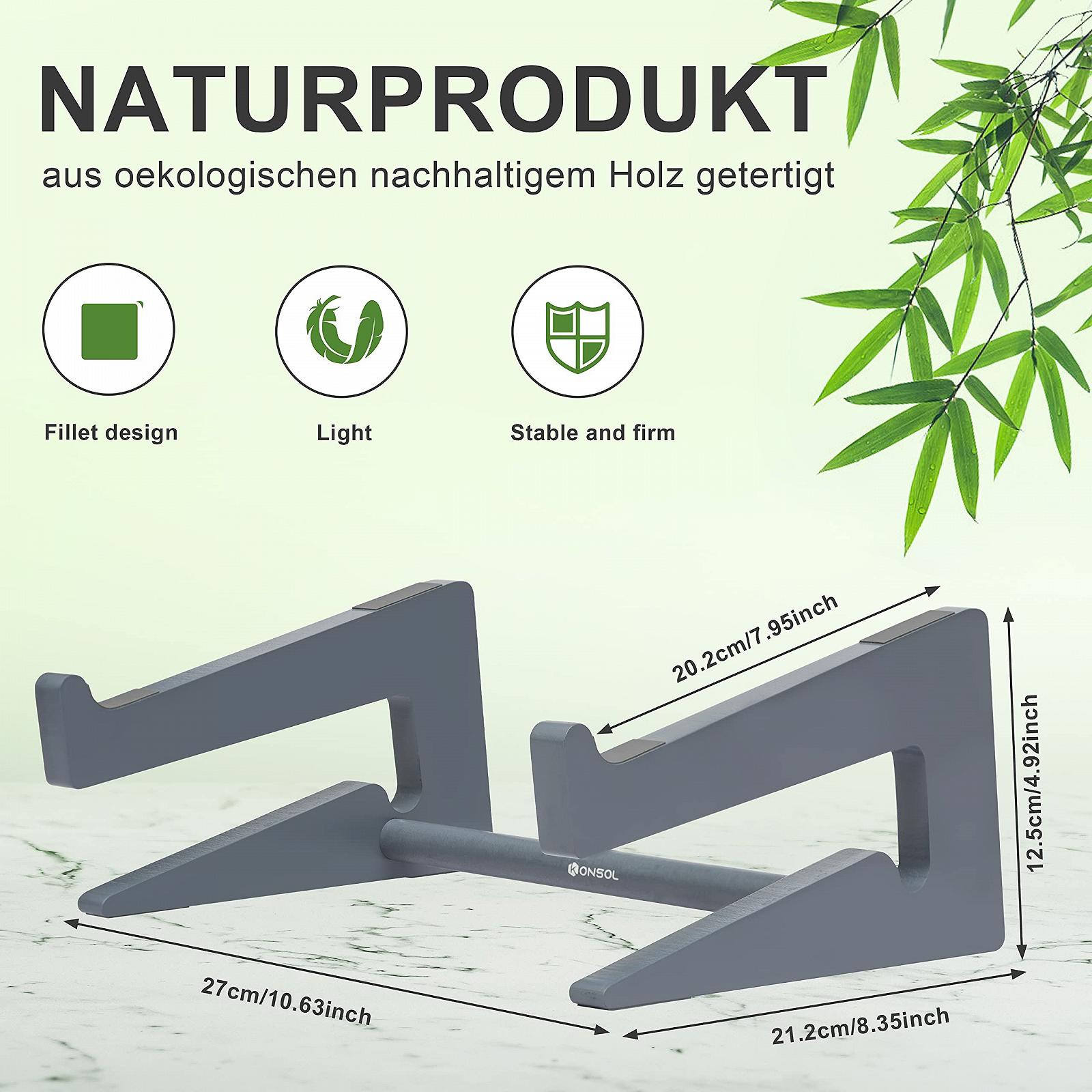 Подставка для ноутбука Деревянная Konsol Эргономичная Универсальная Серый, фото №2