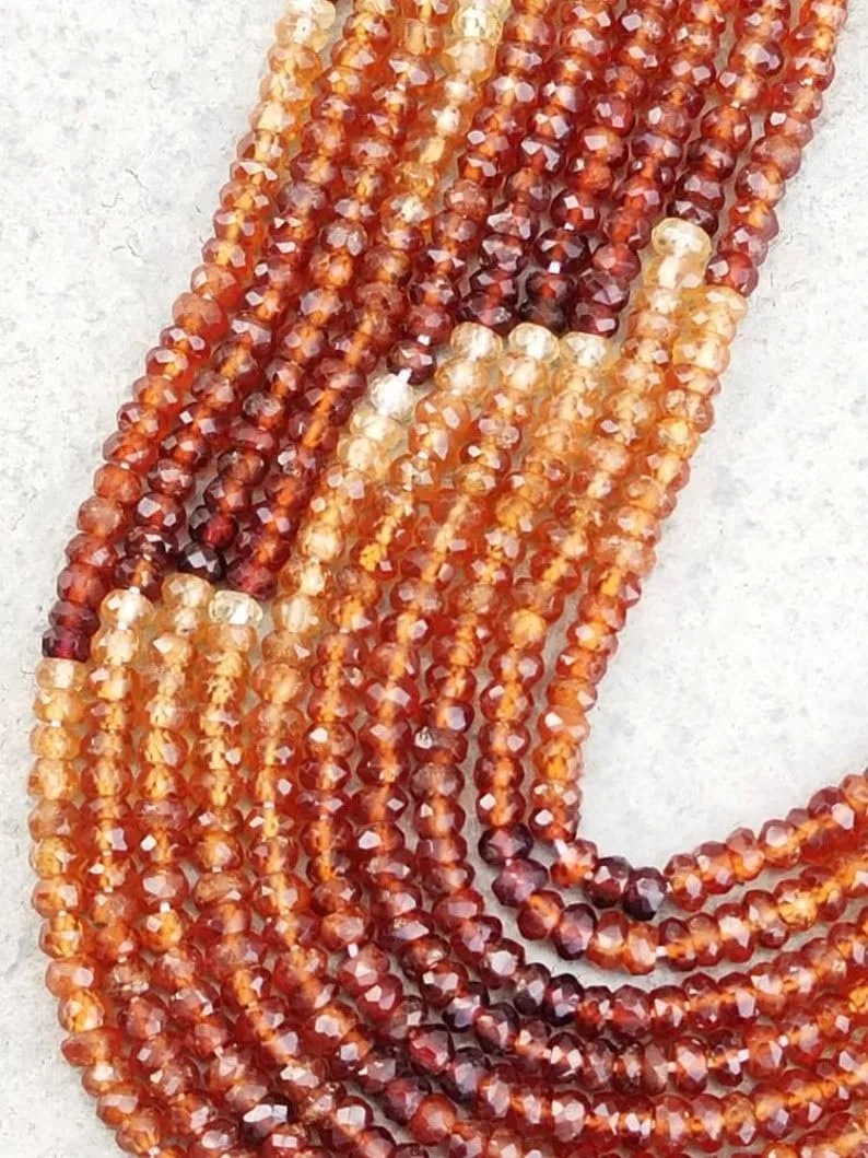 Натуральный гессонит, круглые граненые бусины 3-3,5 мм, нить длиной 33 см бусины из драгоценных камней для ожерелья, браслета, фото №1