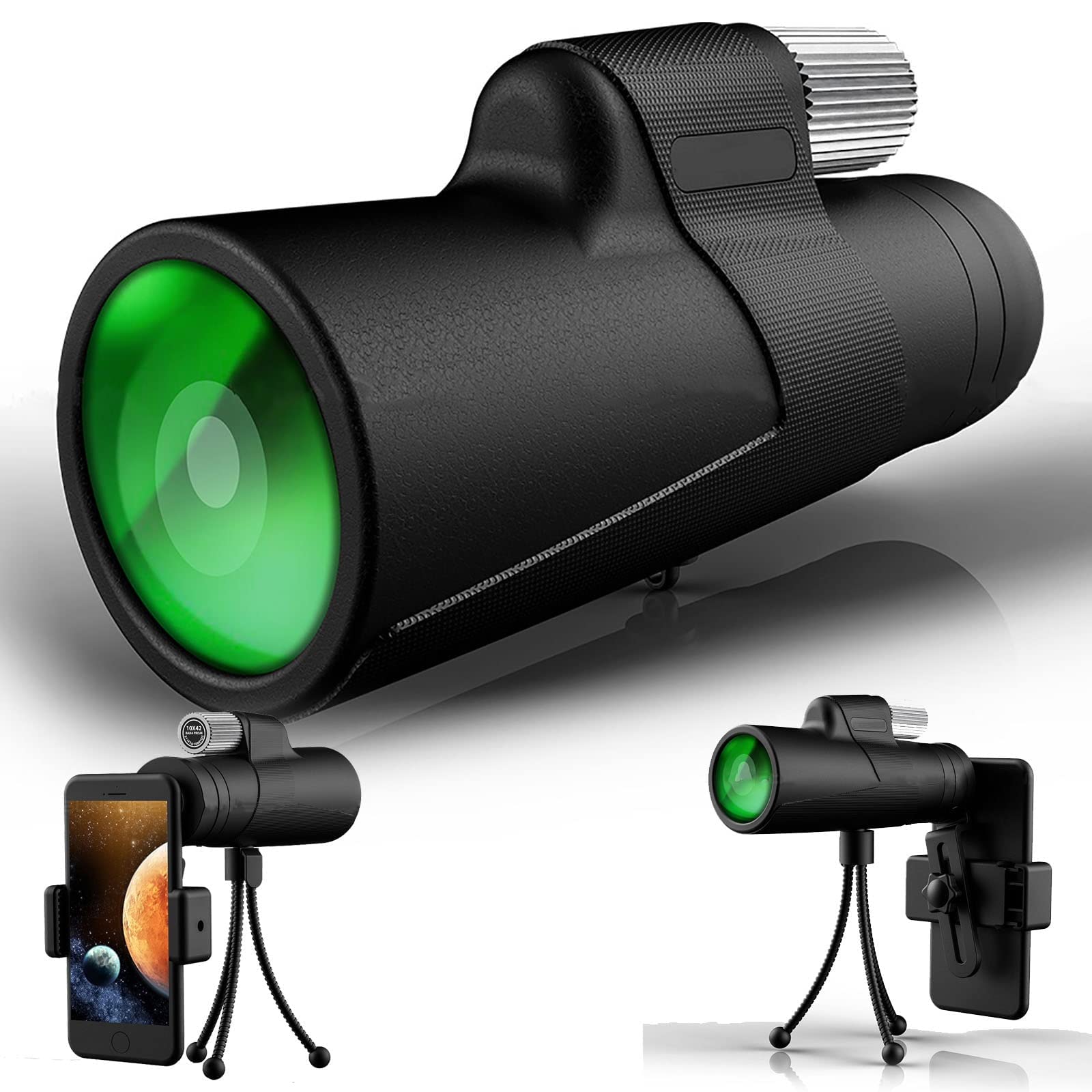 Монокуляр MRKU HD 10x42 с держателем для телефона, штативом, фото №1