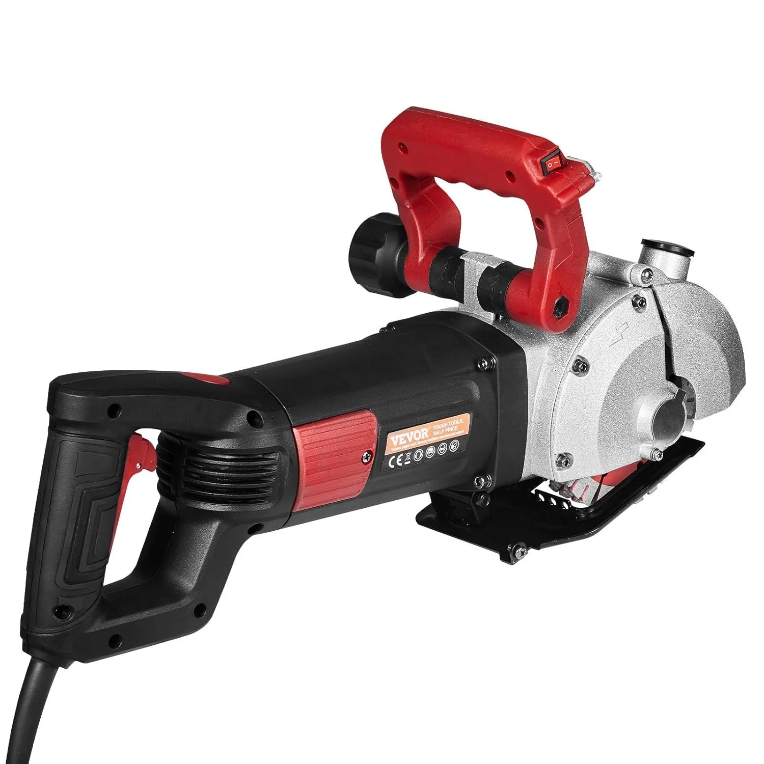 Електричний штроборіз VEVOR K1331 / 4800 Вт / 125 мм диск / 6500 об/хв / Червоний-чорний, фото №2