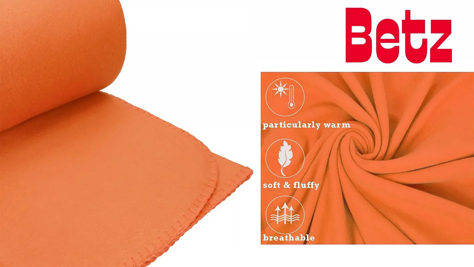 Покривало Betz флісова, набір 2 шт., 130 x 170 см, 180 г/м

, помаранчева, фото №5