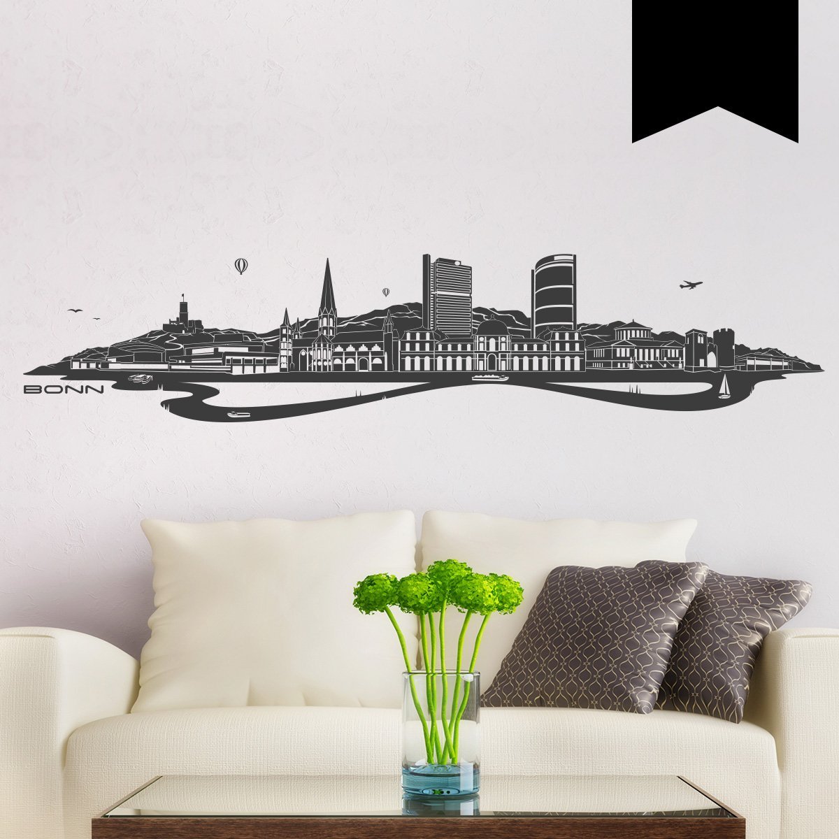 Наклейка на стіну Wandkings Bonn Skyline 100 x 21 см Black, фото №1 Наклейка на стіну Wandkings Bonn Skyline 100 x 21 см Black, фото №1