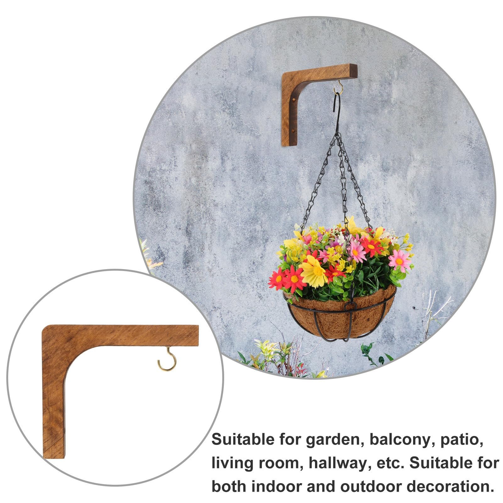 Настенные крючки для растений Yardwe Nordic Style деревянные, фото №5