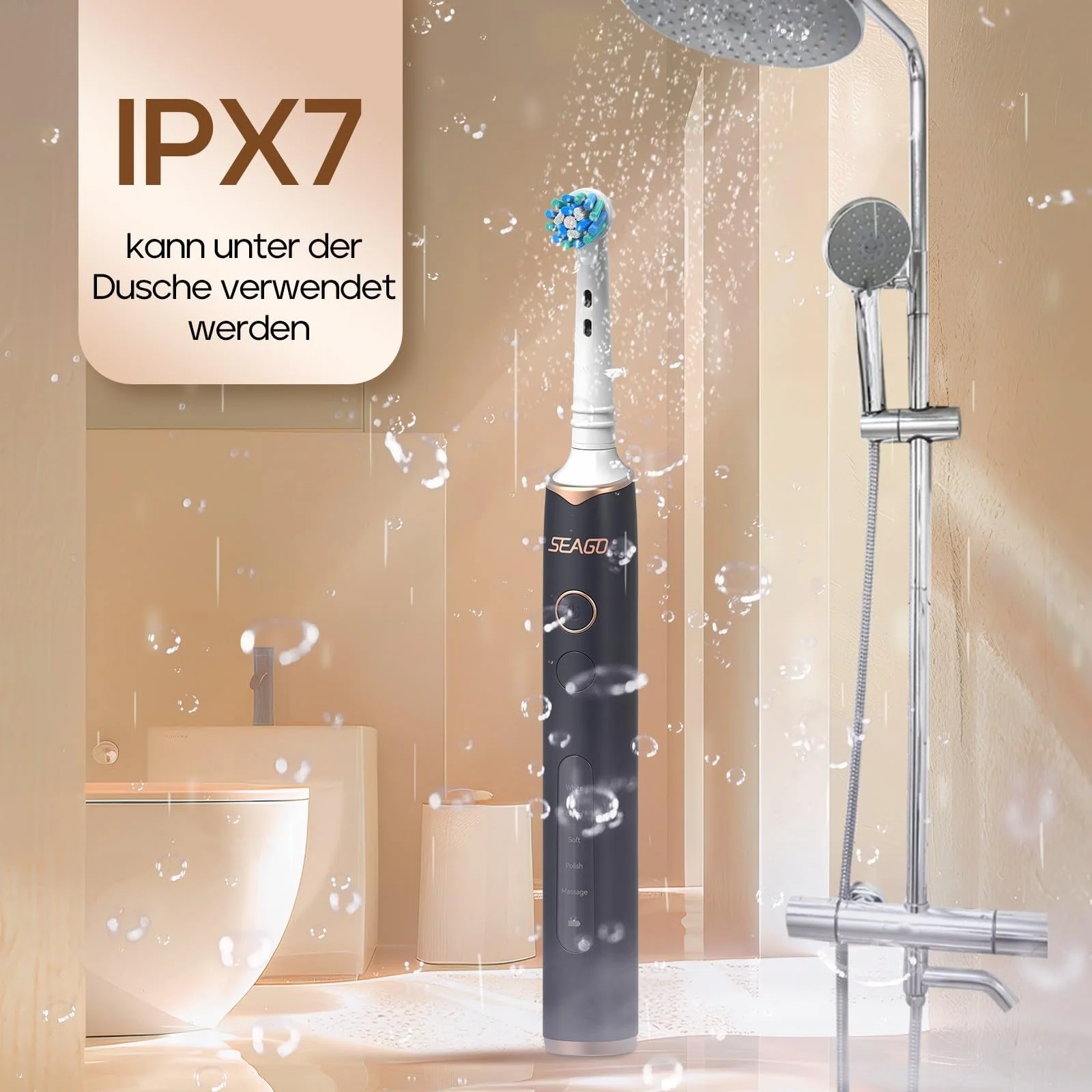 Электрическая звуковая зубная щетка Seago 5 режимов Черный, фото №6