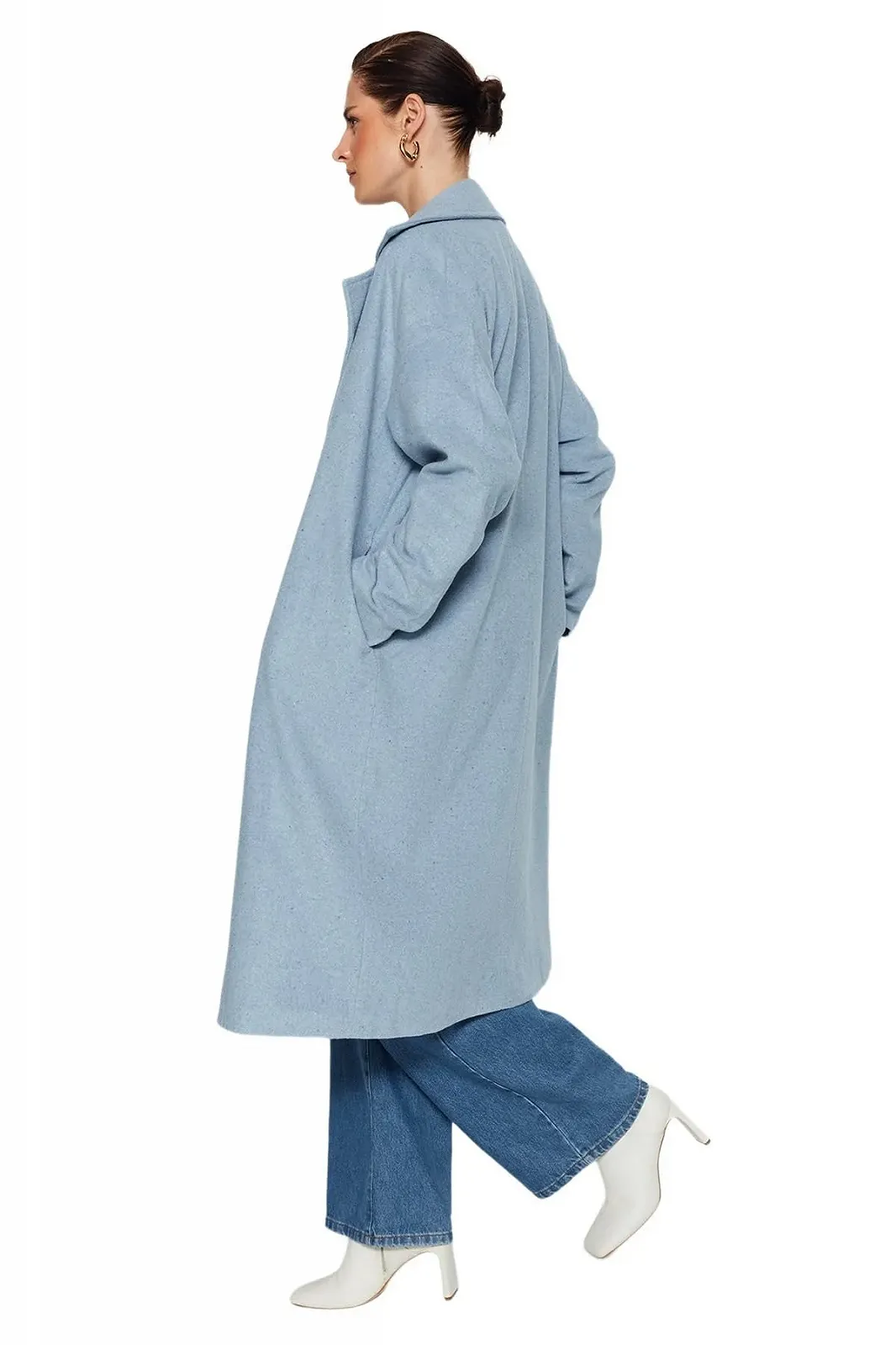 Пальто TRENDYOL Прямого Кроя Длинный Рукав, фото №3 Пальто TRENDYOL Прямого Кроя Длинный Рукав, фото №3