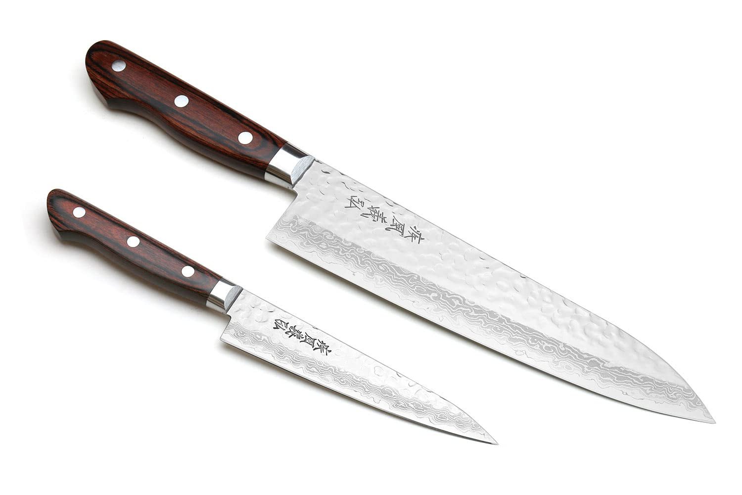 Набір ножів: Шеф-ніж Gyuto Yoshihiro VG-10 Damascus та ніж для очищення овочів, 210 мм та 135 мм, фото №1