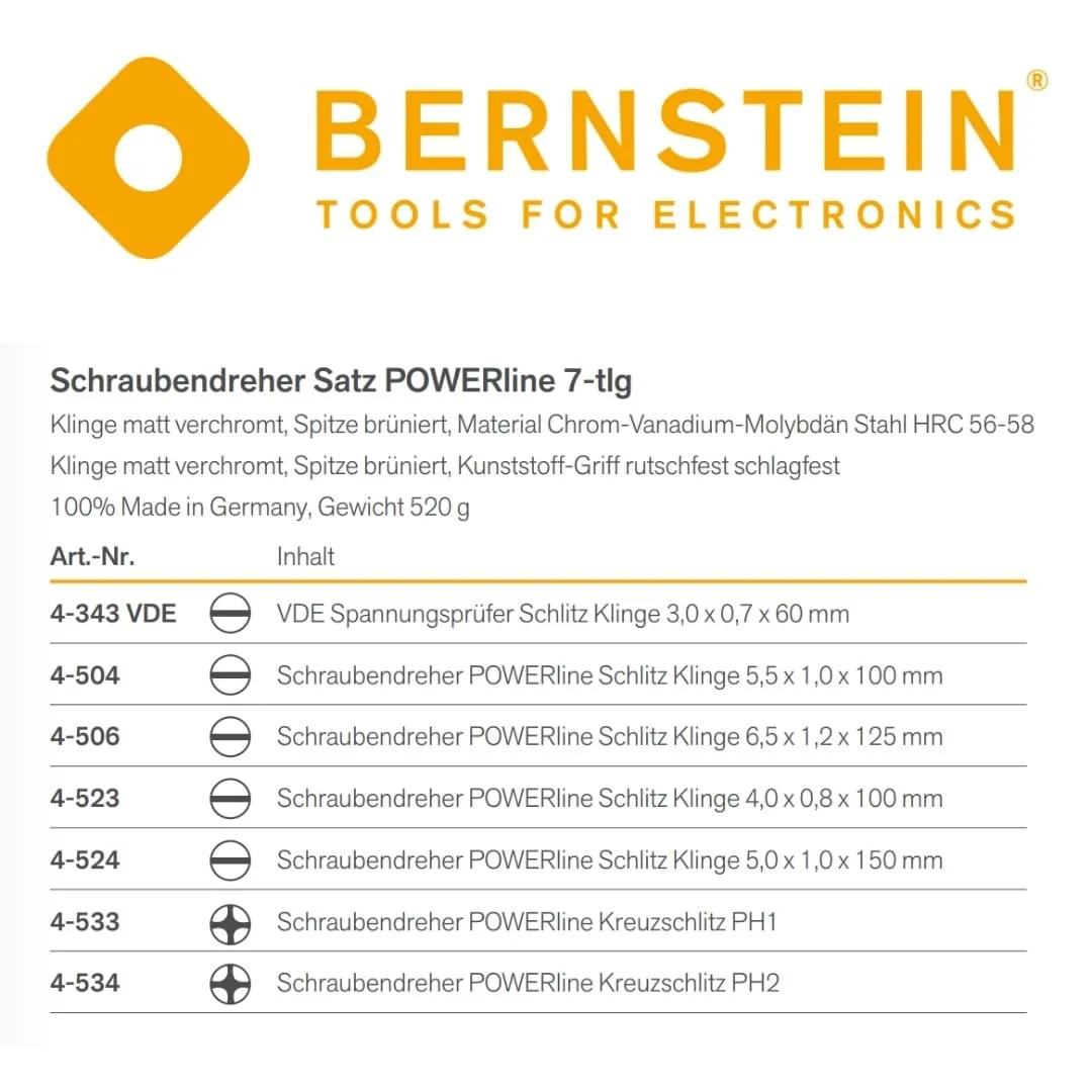 Набір викруток Bernstein Euroline-Power 4-530 6 предметів, фото №3