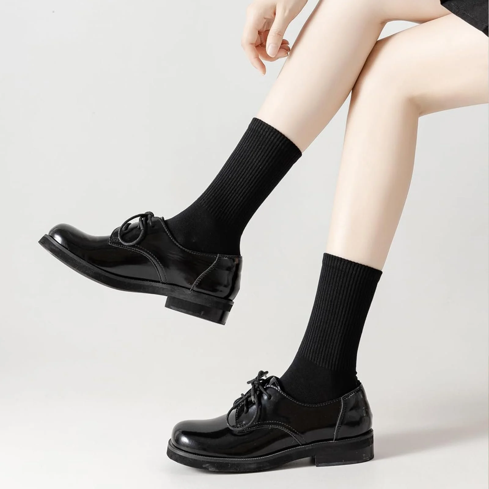 Женские носки Тип Хлопковые Тонкие Носки Длинные Носки Поддержка Арки Щиколотки Повседневные Тренировочные Высокие Носки Белый и Черный, фото №6