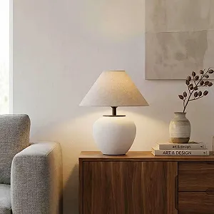 Настільна лампа керамічна Rustic Black Farmhouse Wabi Sabi Vintage Біла synthetic.ua - Фото 1