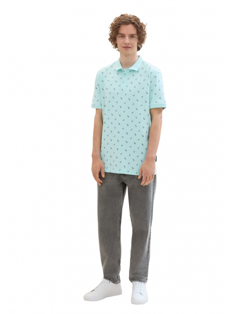 Поло Men's Polo with Palm Pattern 1042114ХХ35504 Tom Tailor Блакитний L, фото №4