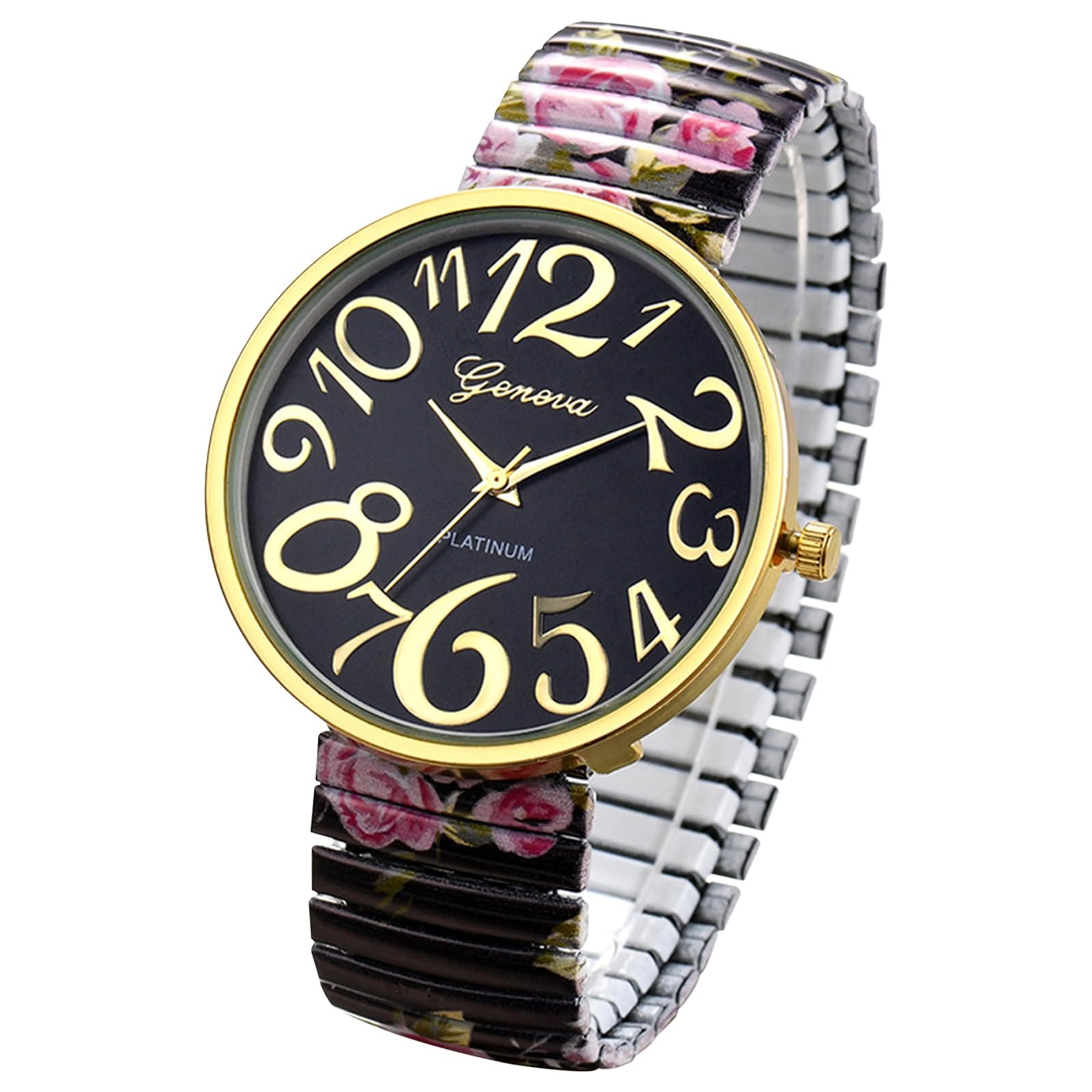 OIDEA Винтажные женские эластичные наручные часы: элегантные наручные часы с большим цифровым циферблатом, аналоговый кварцевый механизм, нержавеющая сталь, четкие часы, подарок для женщин, девочек, фото №1