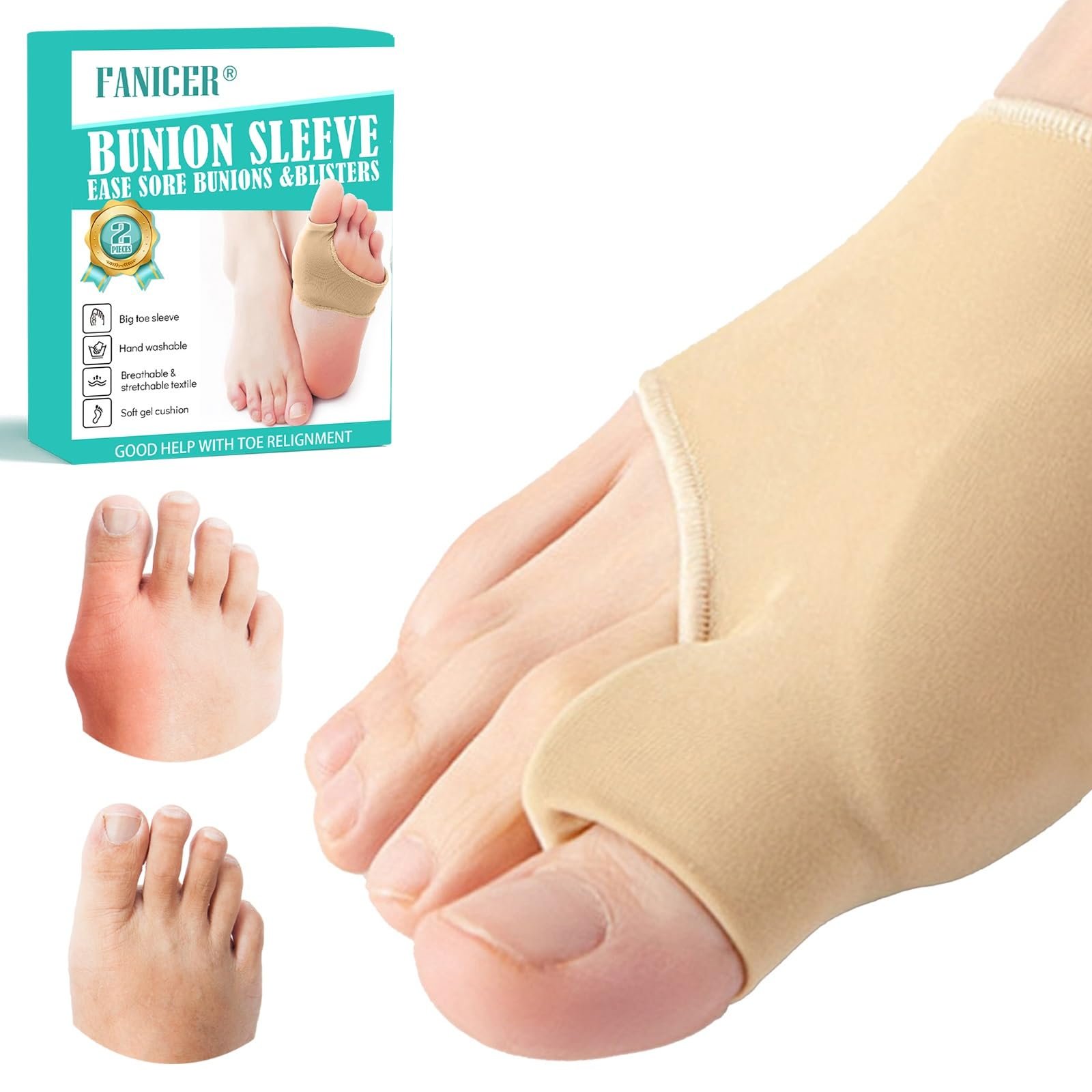 Шкарпетки для корекції великого пальця стопи Hallux Valgus, корекція молоткоподібного пальця та захист, фото №1