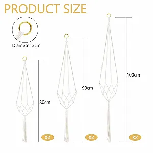 Подвесы макраме для растений 6 шт. хлопковая веревка для помещения и улицы Белый - Фото 1