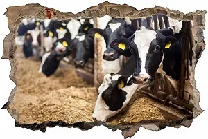 Наклейка на стіну Gougeltd 3D Cows Stone Wall Breakthrough 53 x 79 см - Фото 1