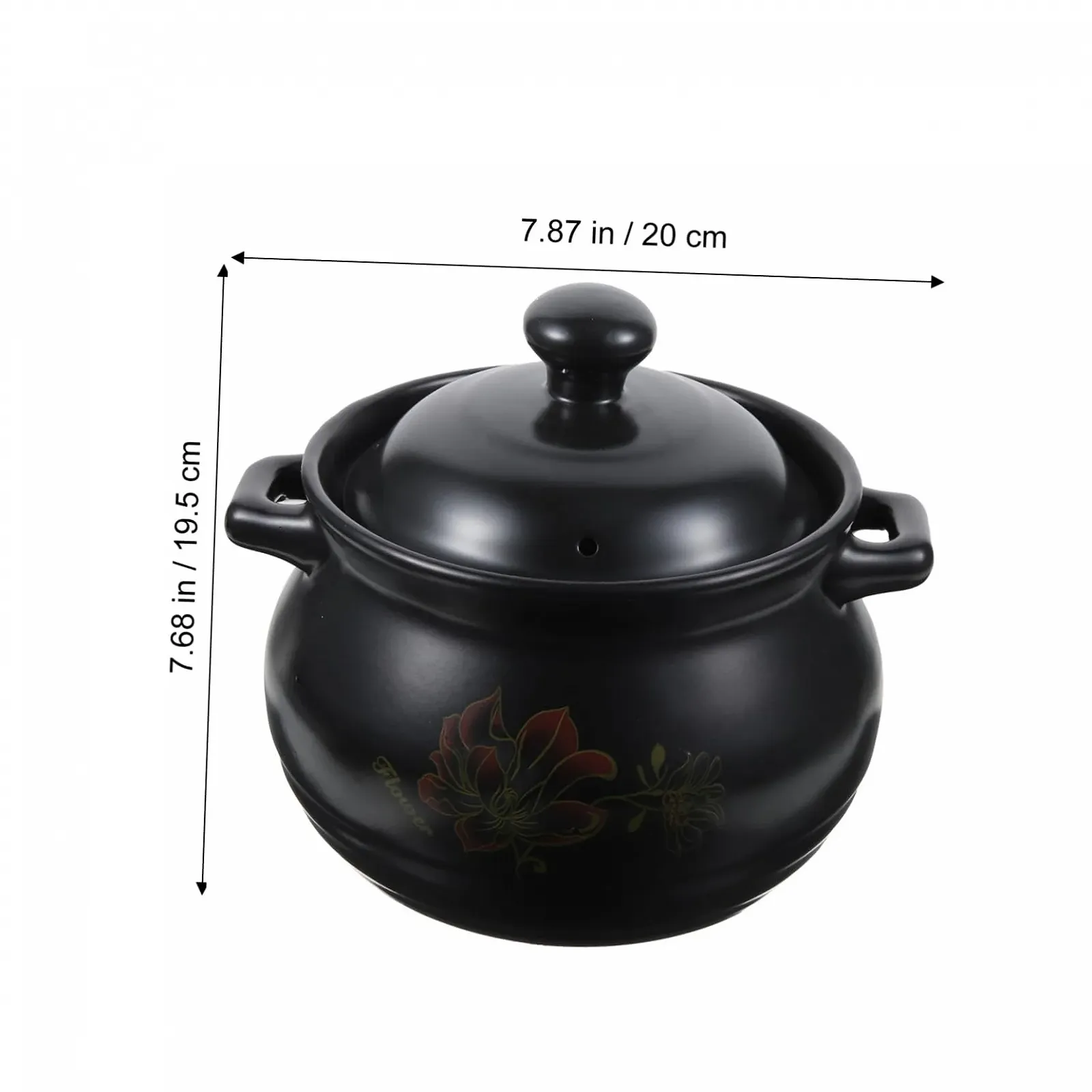 Кастрюля Ciieeo керамическая с цветочным узором Черный, фото №7