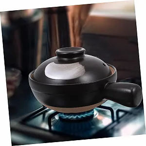 Кастрюля для супа NOLITOY Керамическая с одной ручкой и крышкой Белая synthetic.ua - Фото 1