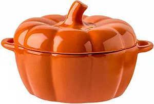 Форма для запекания Pumpkin Casserole Dish Керамическая в форме тыквы с крышкой - Фото 1