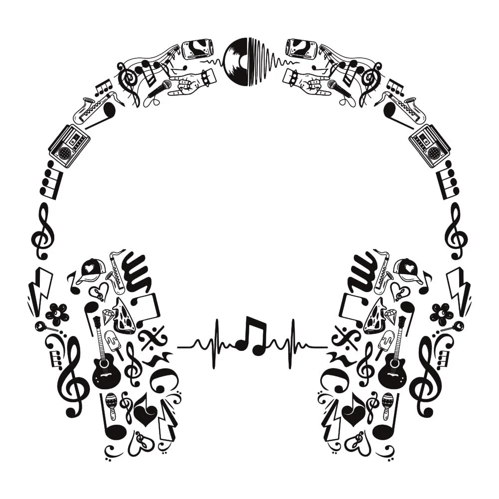 Наклейка на стену ANATTASOUL Graffiti Style Headphones Self-Adhesive 2 шт. x 96 x 30 см, фото №3