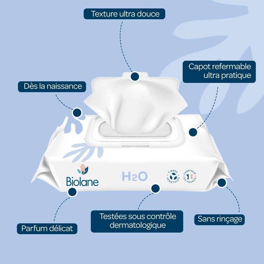 Влажные салфетки Biolane 12 упаковок 900 штук, фото №3