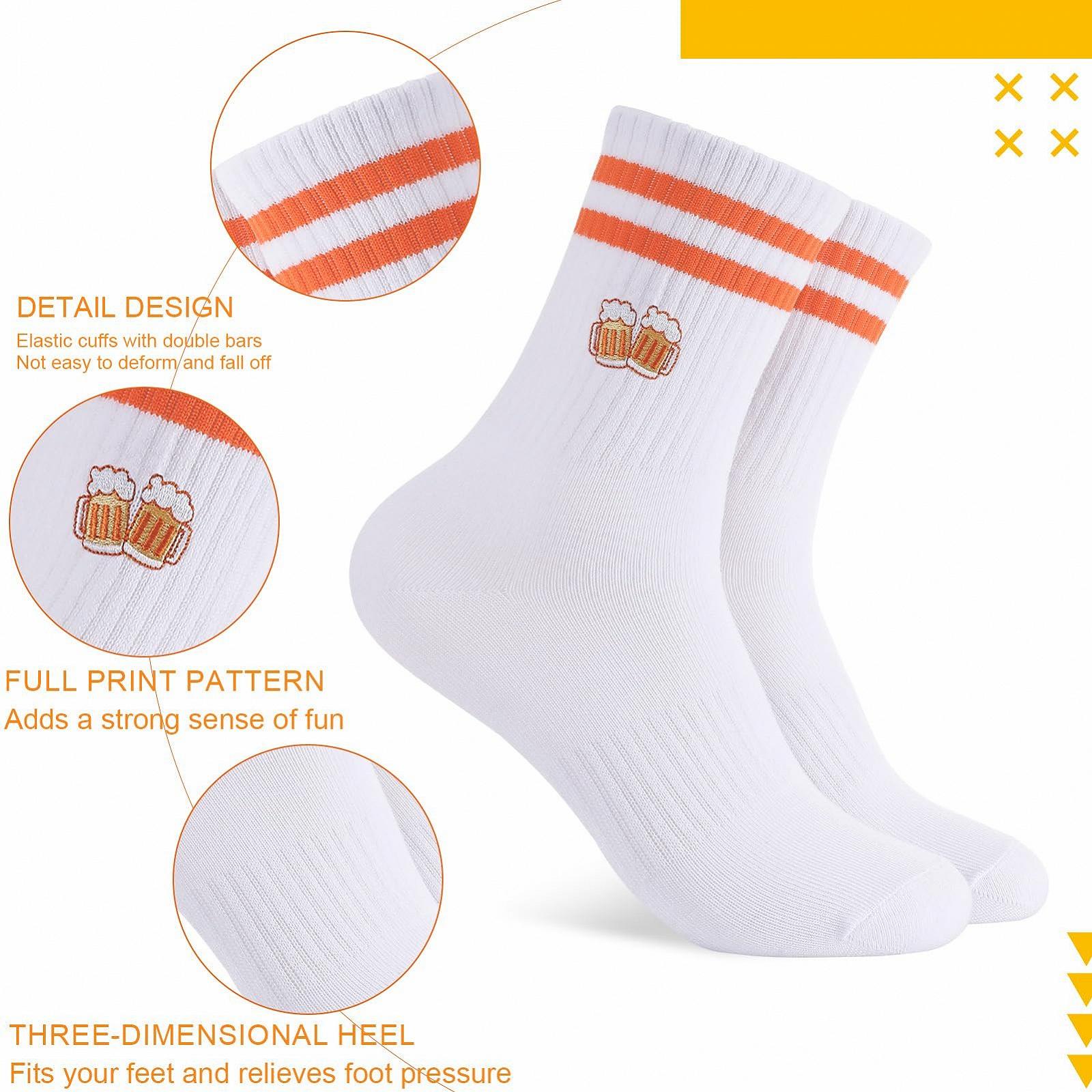 Носки Aperol Spritz, вышитые теннисные носки, женские носки Aperol, дышащие спортивные носки, смешные пивные носки, подарок для мужчин и женщин (6 пар), фото №3