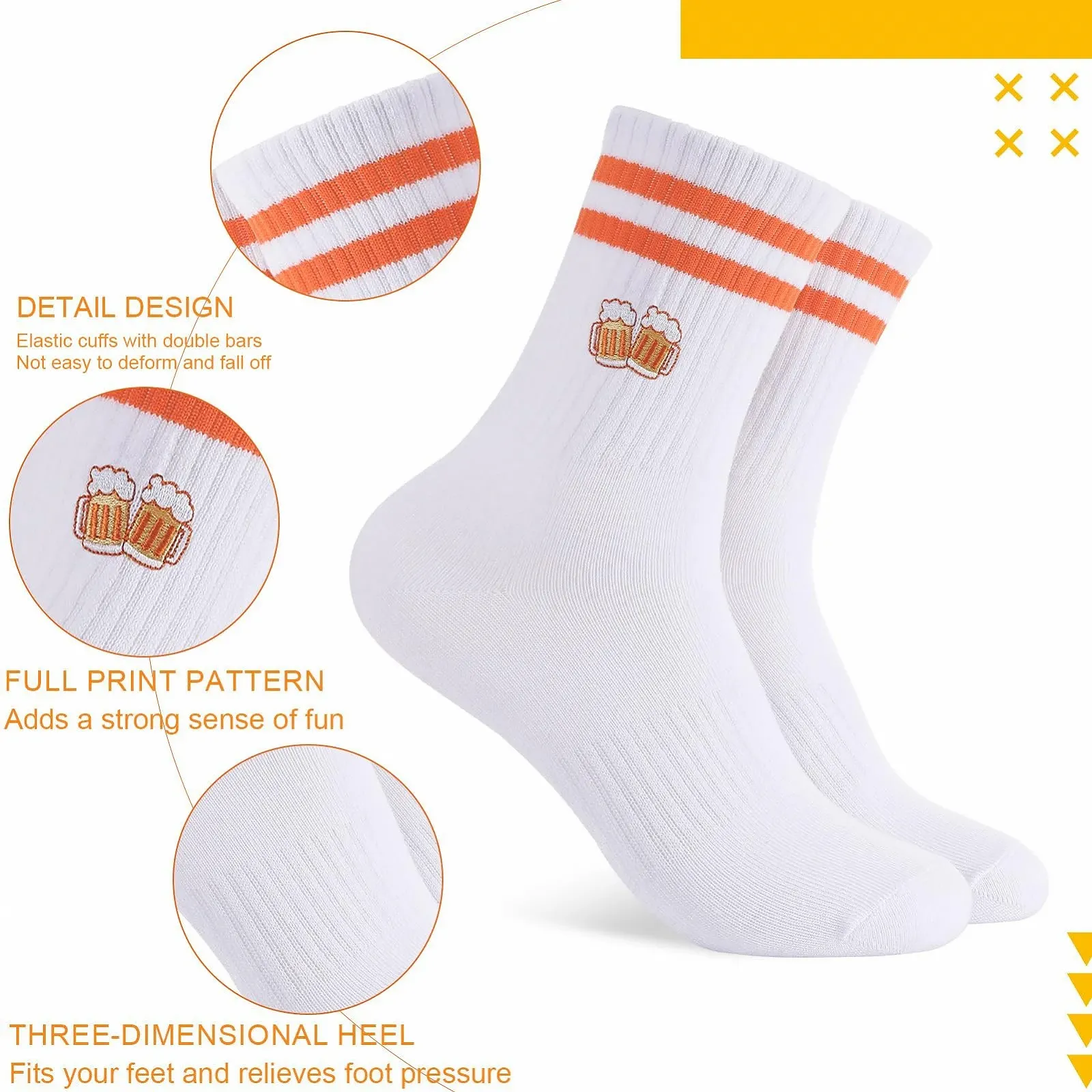 Носки Aperol Spritz, вышитые теннисные носки, женские носки Aperol, дышащие спортивные носки, смешные пивные носки, подарок для мужчин и женщин (6 пар), фото №3