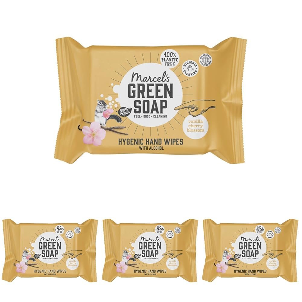 Вологі серветки Marcel's Green Soap гігієнічні для рук 60 шт Ваніль та Вишневий цвіт, фото №1