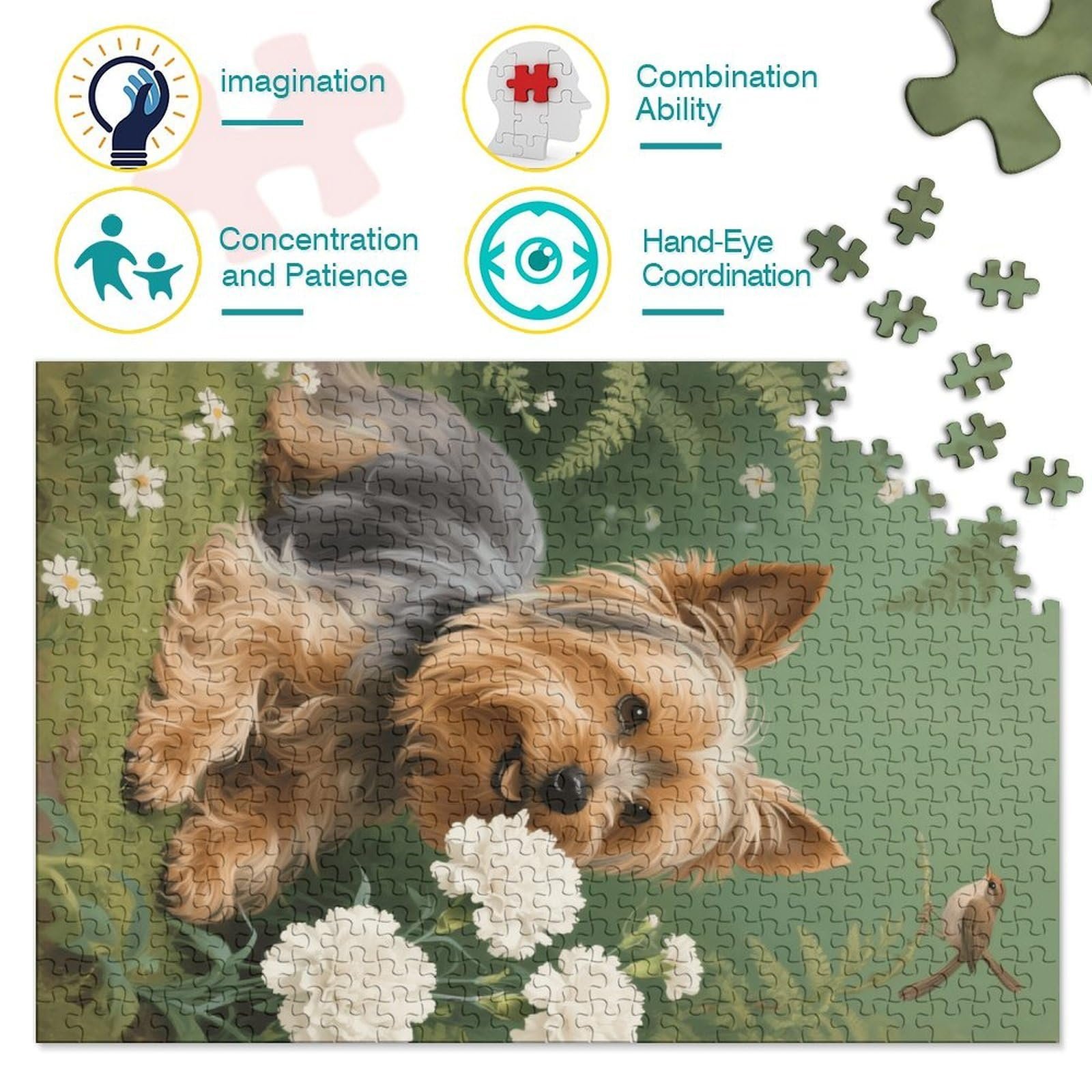 Пазл Yorkshire Terrier Flower 1000 элементов 38 x 26 см, фото №3 Пазл Yorkshire Terrier Flower 1000 элементов 38 x 26 см, фото №3