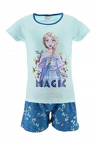Комплект (футболка та шорти) Disney ELSA для дівчат, м’яка бавовна, Frozen, комплект з 2 предметів - Фото 1