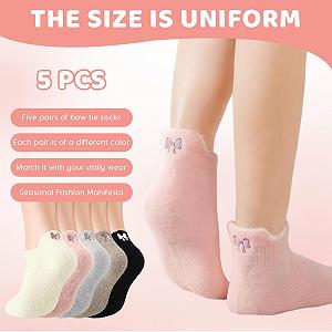 Шкарпетки з бантом для жінок (5 пар) Зимові м'які шкарпетки-капці synthetic.ua - Фото 1