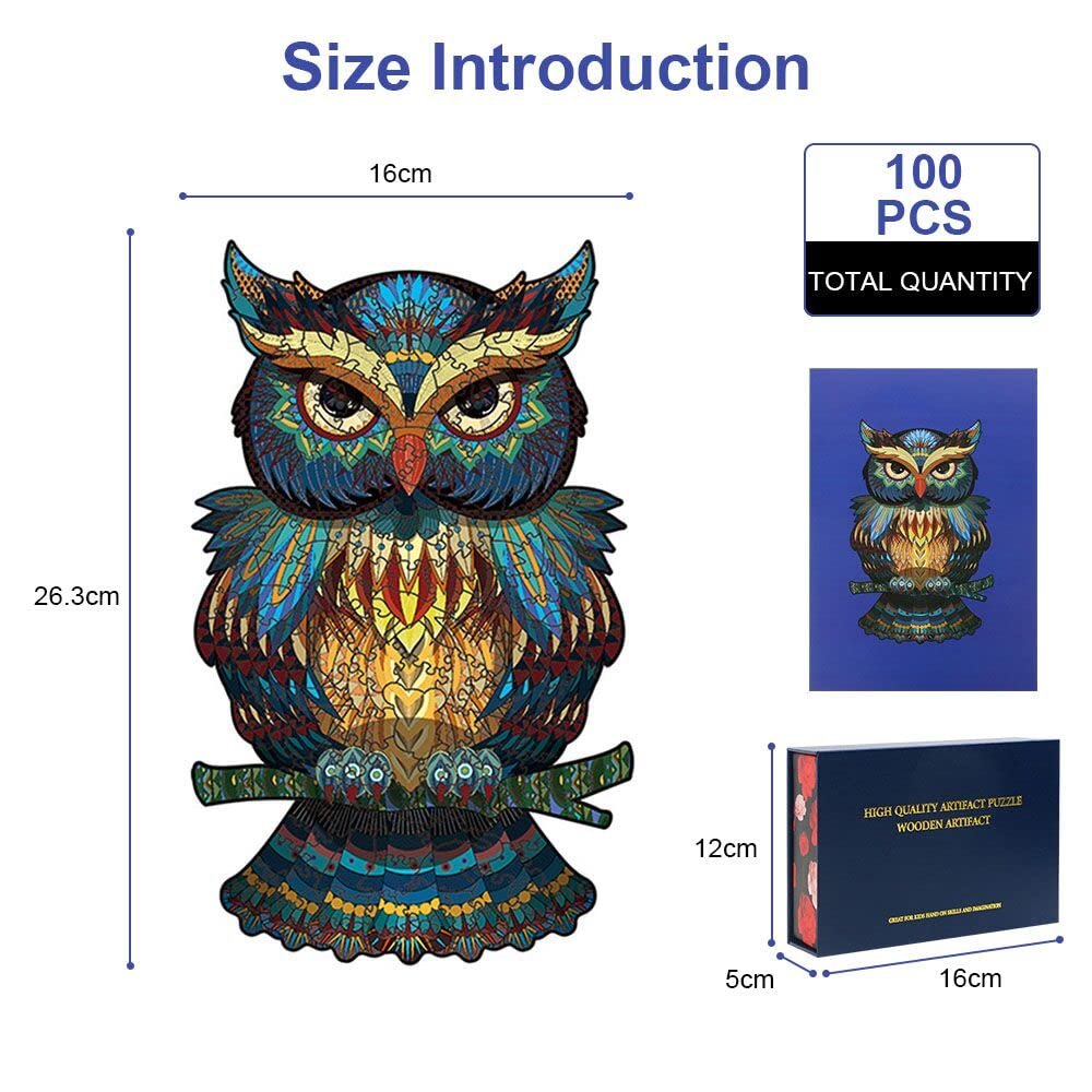 Деревянный пазл OSDUE Eagle Puzzle 100 элементов форма орла 16 x 26.3 см в деревянной коробке, фото №2