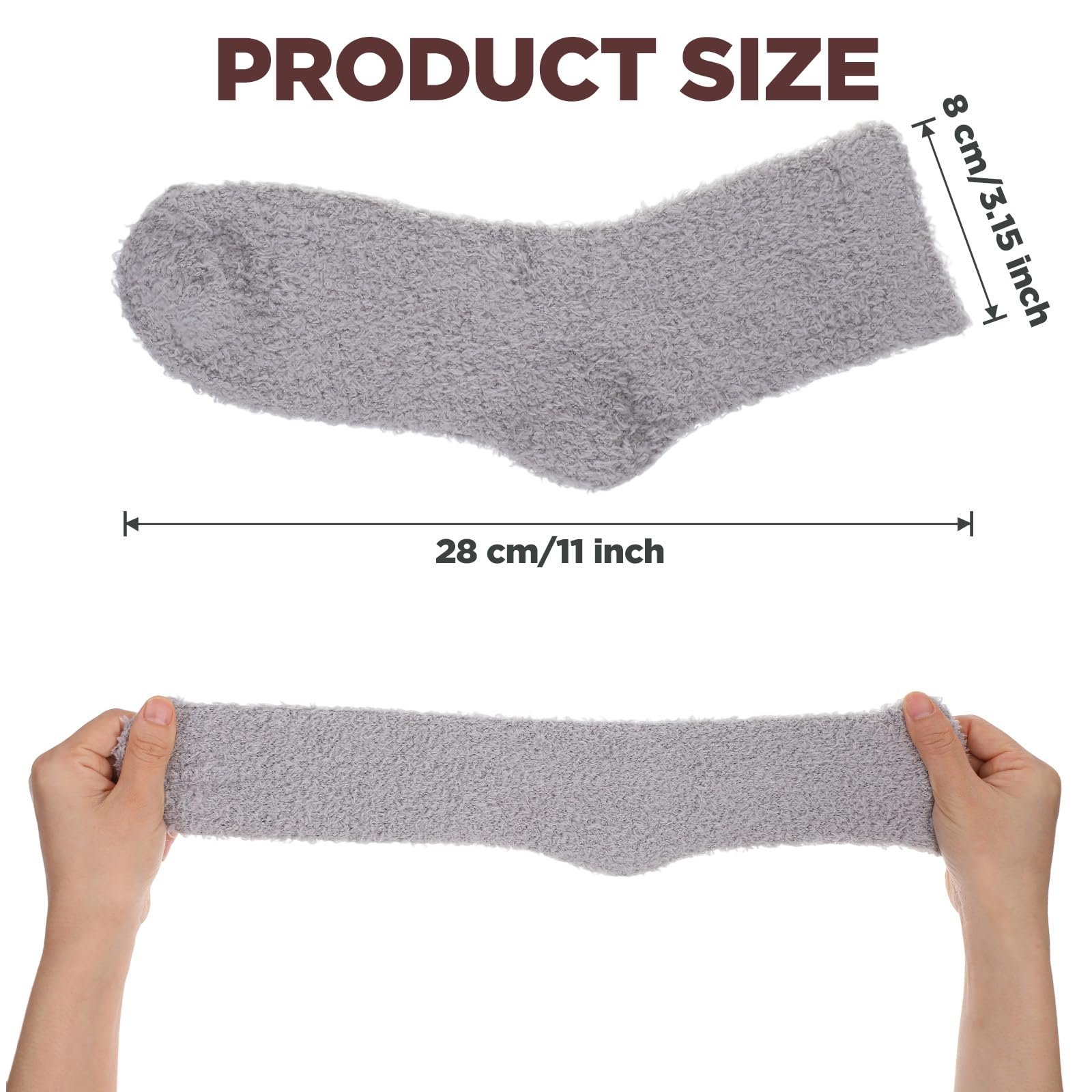 Носки Женские Пушистые 5 пар Цвет: белый, светло-серый, черный, темно-серый, коричневый, фото №2