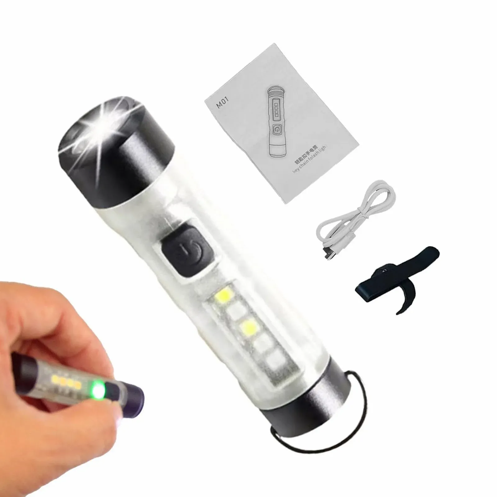 Компактный дорожный фонарик, многофункциональный фонарик-брелок, USB зарядка, карманный фонарик, водонепроницаемый фонарик-брелок, портативный фонарь для кемпинга, фонарик для походов, легкий светодиодный фонарик, фото №9