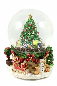 Снежный шар / Музыкальный ящик заводный со снежным приводом, празднично украшенный, диаметр 120 мм, высота: 17.5 см (0900020) - Фото 1