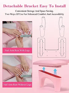 Підставка для рук U-подібна Yokilly для манікюрного столу рожевого кольору synthetic.ua - Фото 1