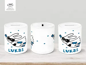 Скарбничка дитяча керамічна Кролик-супергерой персоналізована synthetic.ua - Фото 1