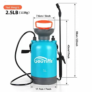 Напірний обприскувач Goutime Кислотостійкий 5 л Шланг 1.3 м synthetic.ua - Фото 1