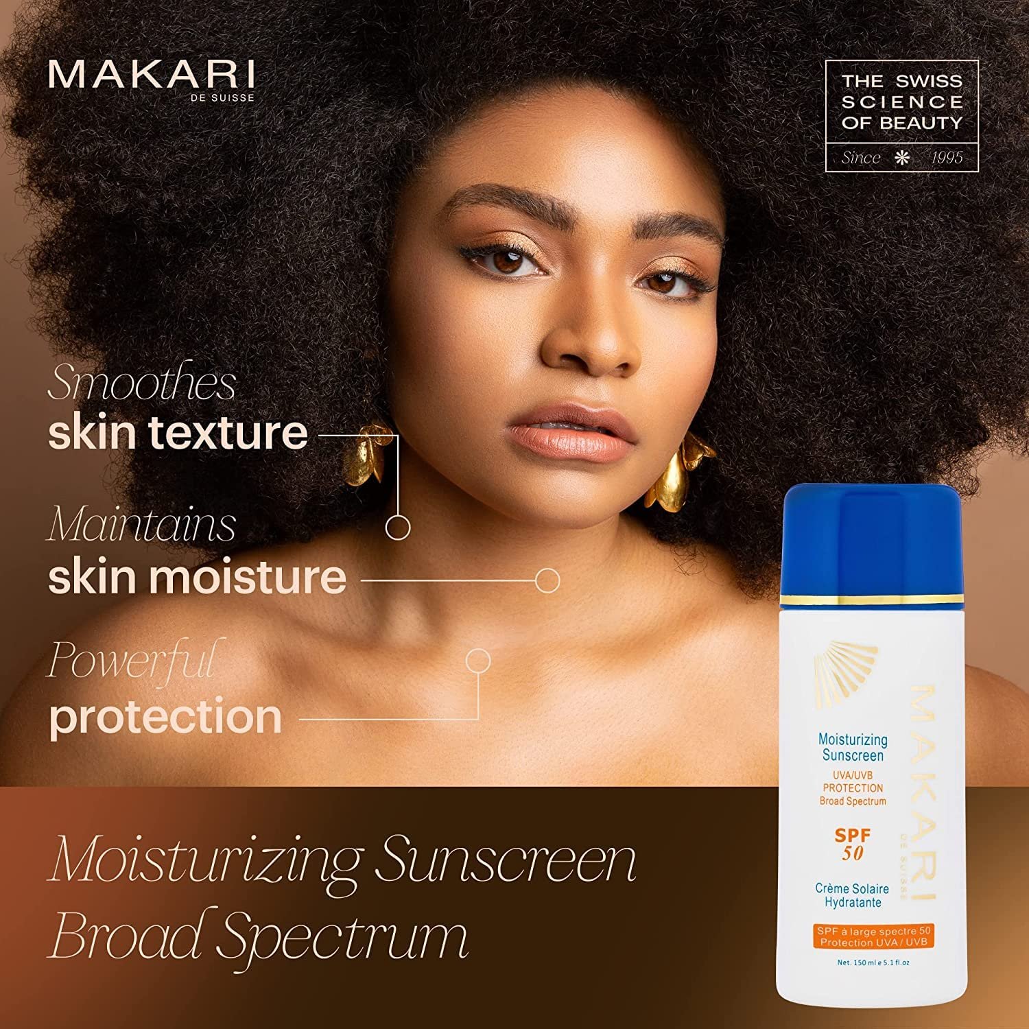 Лосьйон сонцезахисний Makari Moisturising Sunscreen SPF 50 для обличчя та тіла зволожувальний, фото №2