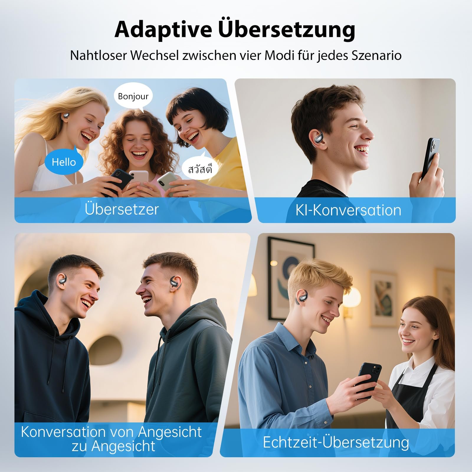 Навушники для перекладу AI MINISO X33, голосу, бездротові Bluetooth, фото №7