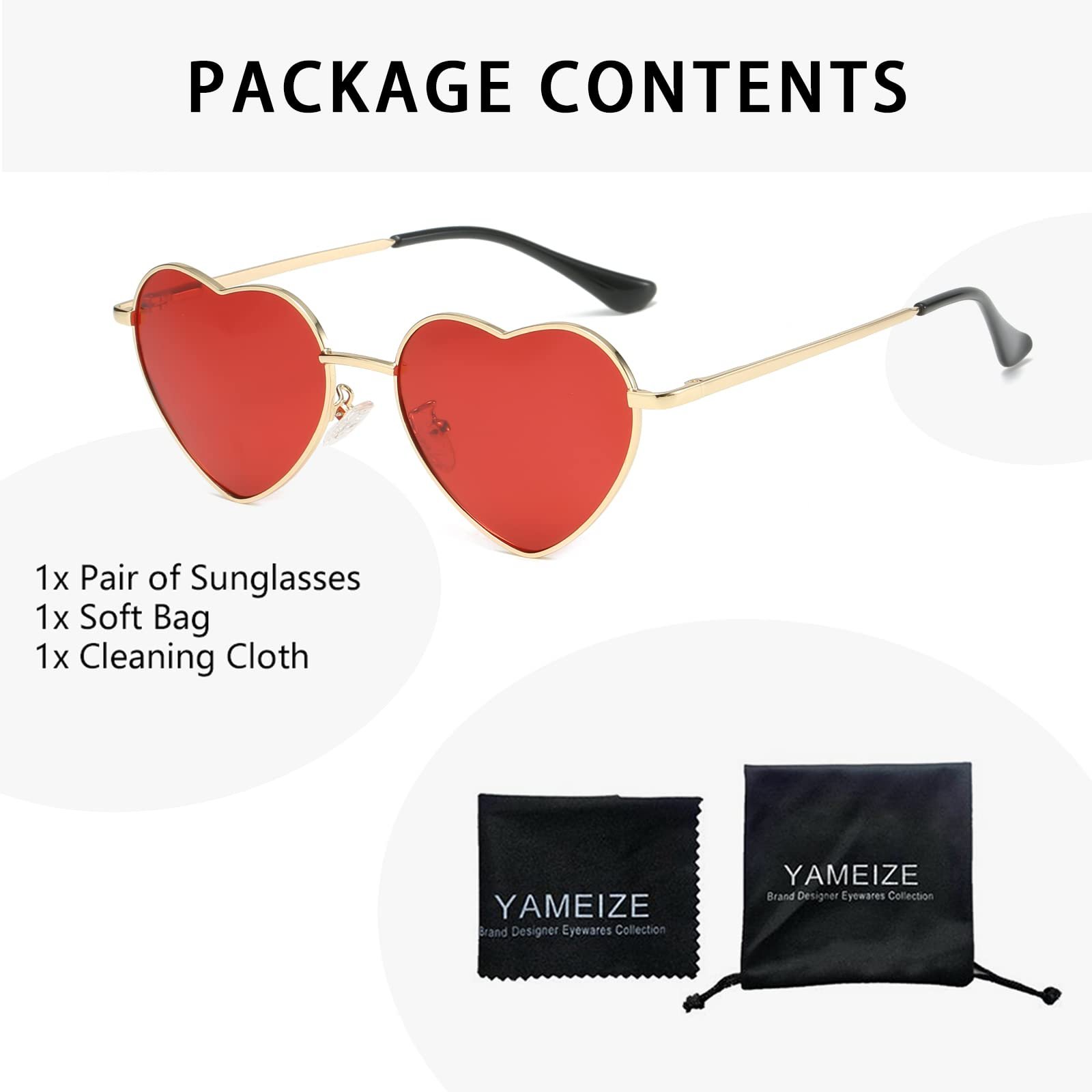 Вінтажні безрамкові сонцезахисні окуляри YAMEIZE Love Heart металева оправа для жінок, чоловіків, фото №3
