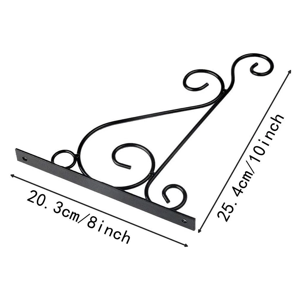 Гачки для підвісних кошиків Металеві з гвинтами 8 x 10 дюймів Чорні Набір із 2 шт., фото №3