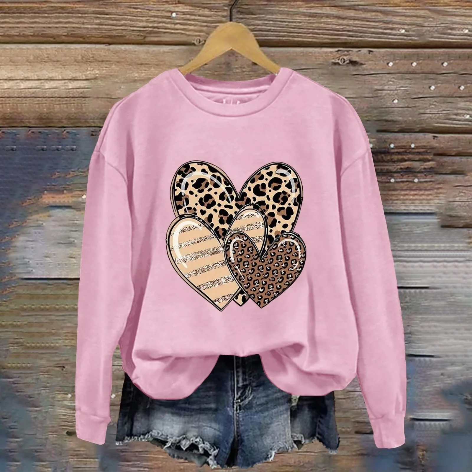 Женский свитшот ко Дню святого Валентина с рисунком сердца и леденца, повседневная кофта с длинными рукавами и круглым вырезом 4 1, фото №3