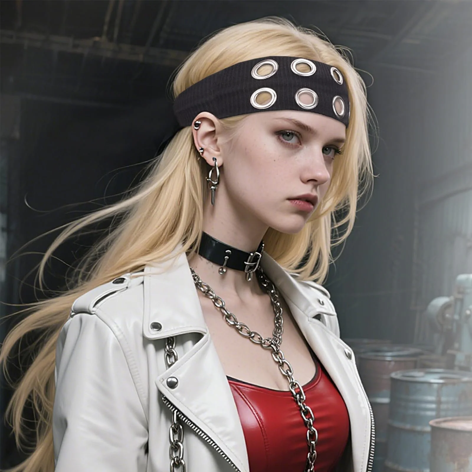 Пов'язка на голову Жіноча Еластична з порожнистими люверсами, фото №4